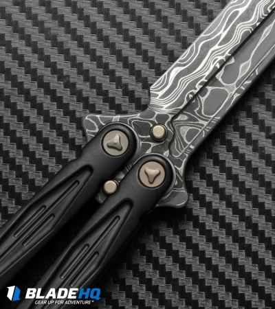 Marfione Custom Tachyon III Balisong Knife DLC Titanium (4.5" Damascus) 8 Marfione Custom Tachyon III Balisong Knife DLC Titanium (4.5" Damascus) - Image 6