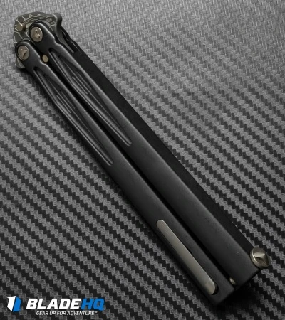 Marfione Custom Tachyon III Balisong Knife DLC Titanium (4.5" Damascus) 4 Marfione Custom Tachyon III Balisong Knife DLC Titanium (4.5" Damascus) - Image 2