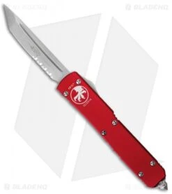 Microtech Ultratech T/E OTF Automatic Knife Red (3.4" Stonewash Serr) 123-11RD