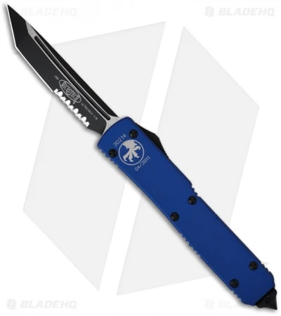 Microtech Ultratech Knife Blue T/E OTF Automatic (3.44" Black Serr) 123-2BL 3 Microtech Ultratech Knife Blue T/E OTF Automatic (3.44" Black Serr) 123-2BL