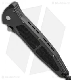 Microtech Mini Socom Tanto Manual Knife (3.25" Black Serr) 1/2000 -Microtech microtech used mini socom black 01 2000 bottom cm