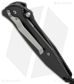 Microtech Mini Socom Tanto Manual Knife (3.25" Black Serr) 1/2000 -Microtech microtech used mini socom black 01 2000 side cm