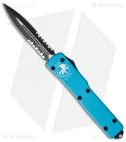 Microtech UTX-70 D/A OTF D/E Automatic Knife Turquoise (2.4" Black Serr) 147-2TQ