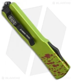 Microtech UTX-70 D/A OTF D/E Automatic Knife Zombie (2.4" Black Serr) 147-2Z -Microtech microtech utx 70 147 2 z bhq 36251 cm side