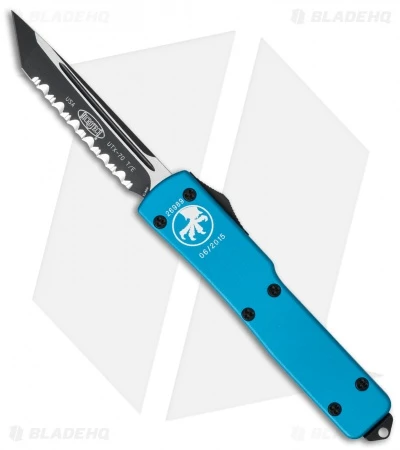 Microtech UTX-70 Tanto OTF Auto Knife Turquoise (2.4" Black Full Serr) 149-3TQ 3 Microtech UTX-70 Tanto OTF Auto Knife Turquoise (2.4" Black Full Serr) 149-3TQ
