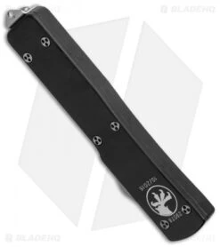 Microtech UTX-70 Spartan OTF Automatic Knife Black (2.4" Bead Blast Serr) -Microtech microtech utz70 149 2dt spartan bottom cm 1