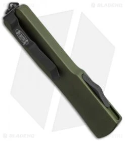 Microtech UTX-70 Spartan OTF Automatic Knife OD Green (2.4" Stonewash Serr) -Microtech microtech utz70 149 2dtod spartan side cm