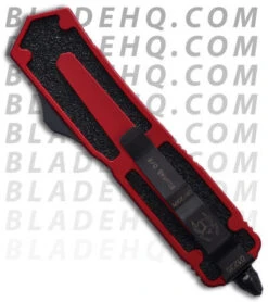 Microtech Red Scarab Double Edge OTF Knife (Black / PLN) 110-1R -Microtech microtechscarabredbackoct10