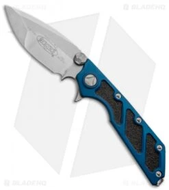 Microtech DOC Flipper Knife Blue Aluminum (3.75" Satin Plain) 153-4BL